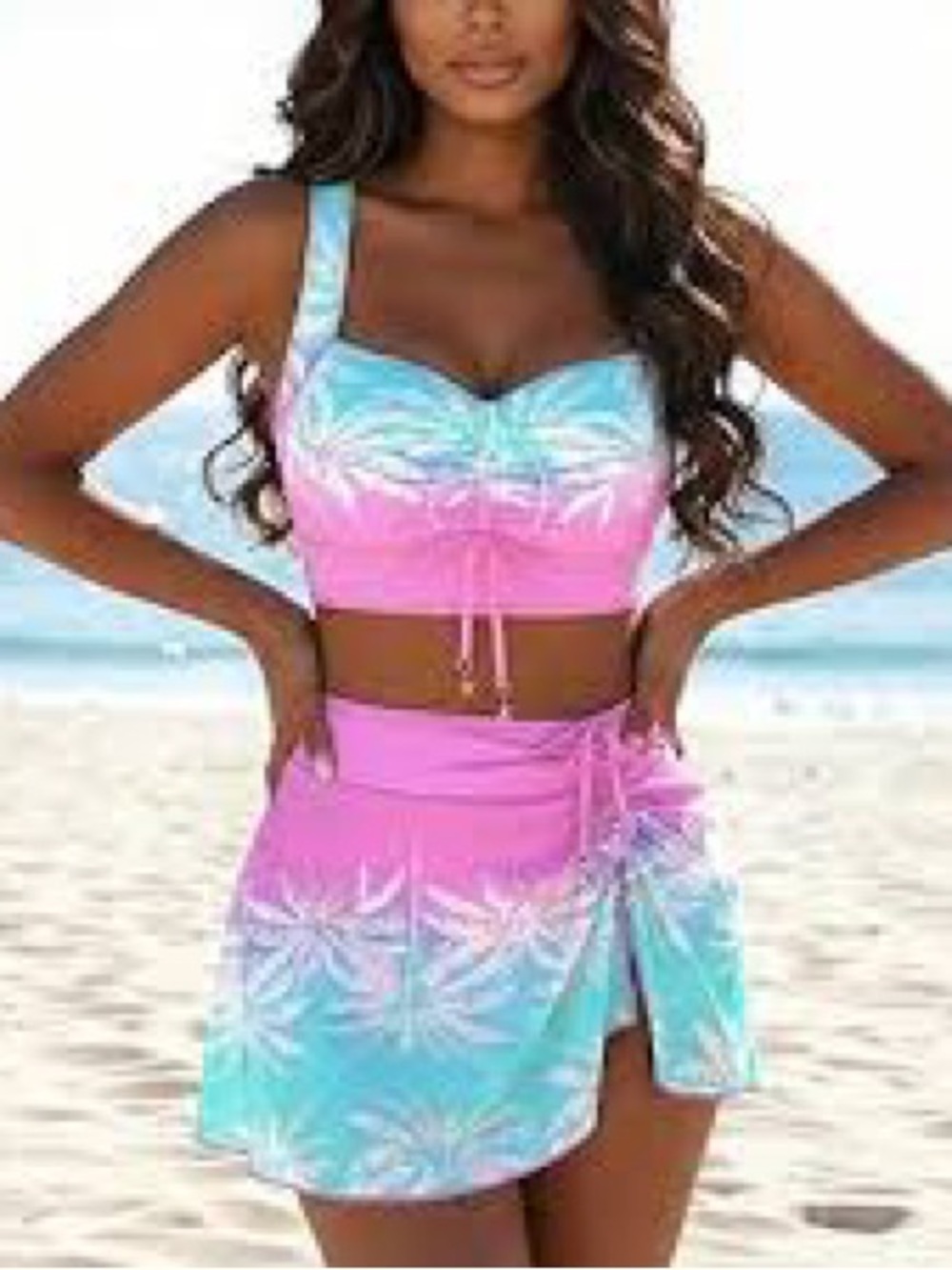 Pink & Aqua Ombre Two-Piece Swim Bikini Set